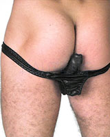 Slip aus Leder mit Analdildo