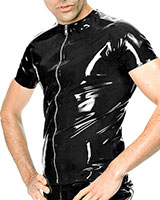 Rubber T-Shirt with Front Zipper - Up to Size 3XL