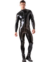 Glued Black Latex Catsuit with 2 Way Zipper