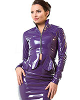 Jacke aus lilafarbenem Lack mit Schößchen Jacke aus lilafarbenem Lack mit Schößchen