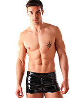 Boxer-Shorts aus schwarzem Lack mit durchgehendem 2-Wege-RV