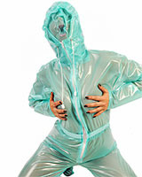 Ladies' PVC Jumpsuit with Enclosed Hood