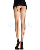 Sheer Cuban Heel Stockings with Backseam